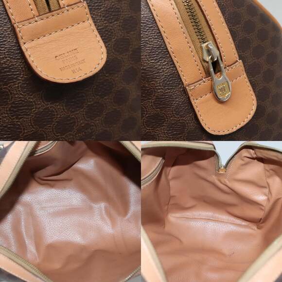 CELINE Macadam Canvas Boston Bag Pvc Leather Brown Gold - Picture 11 of 12